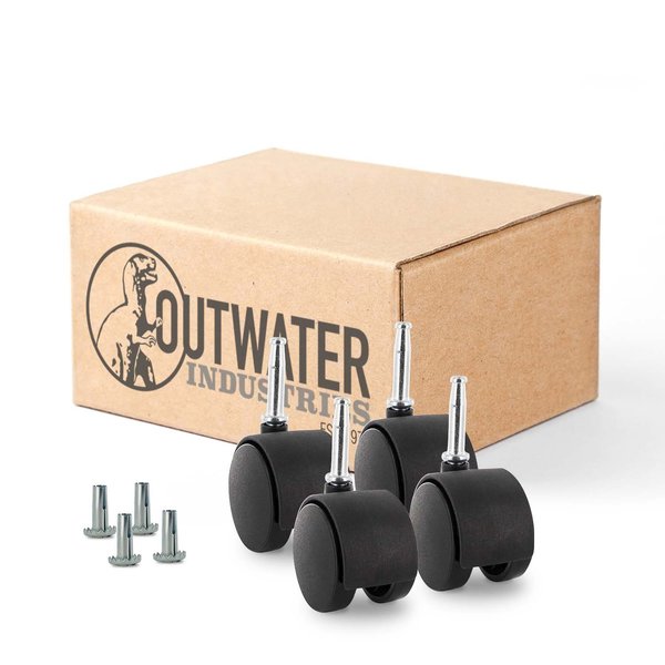 Outwater 2 in. Wheel Diameter, Black Nylon Swivel Hooded Samson Twin Wheel Caster, 4PK 3P1.14.00061